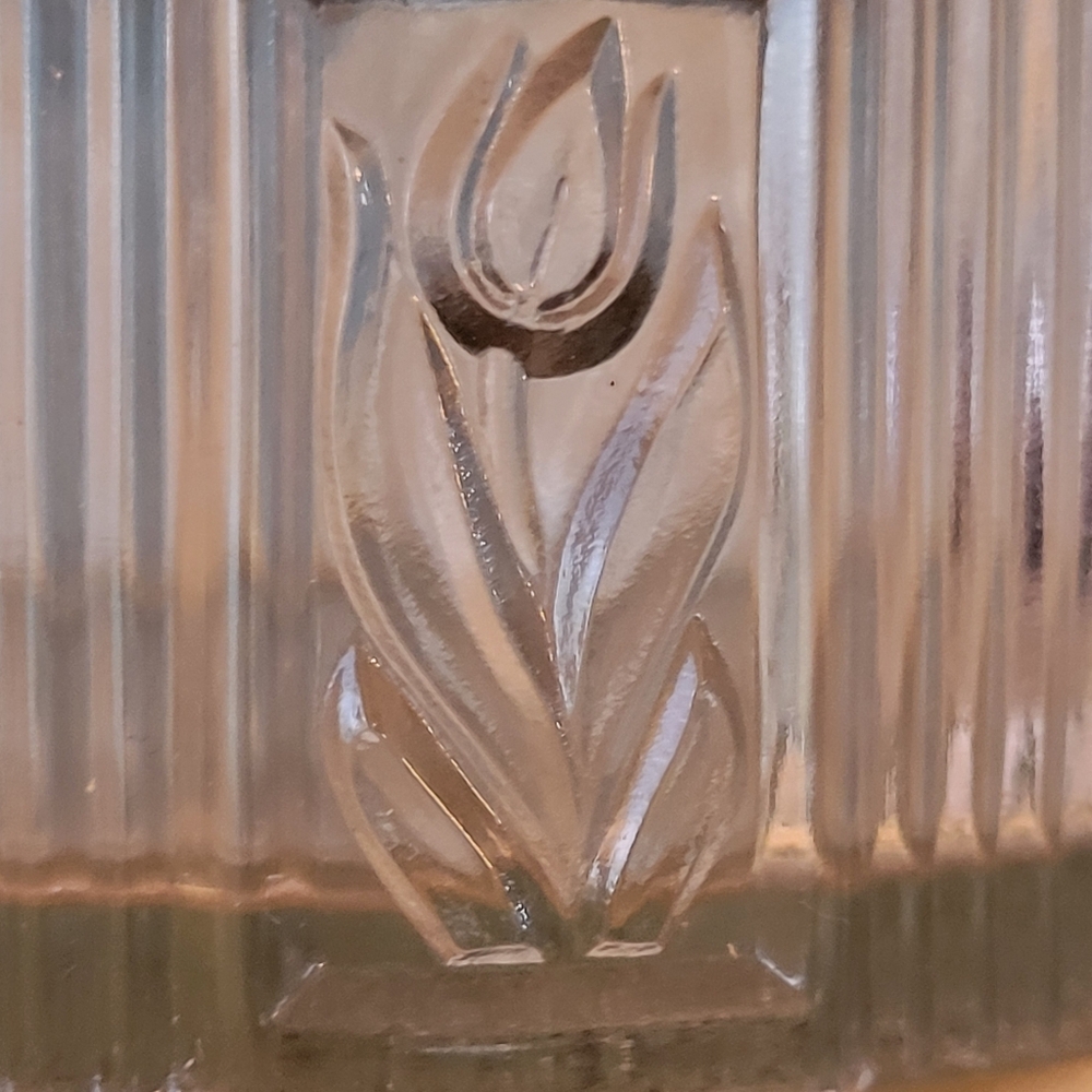 Art Deco Powder Jar Vintage Dresser Jar Trinket Dish Floral Tulip ~ Pretty! - Picture 14 of 16